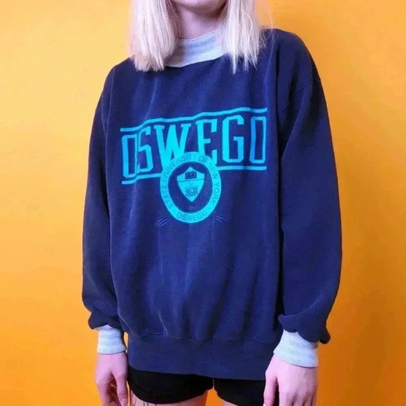 Vintage 90s Oswego State University Pullover Sweatshirt - L/XL - Picture 1 of 7